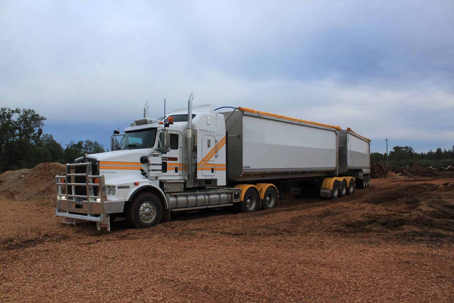 Large Semi Truck is Parked in a Gravel Lot — Transforce in Wellington, NSW