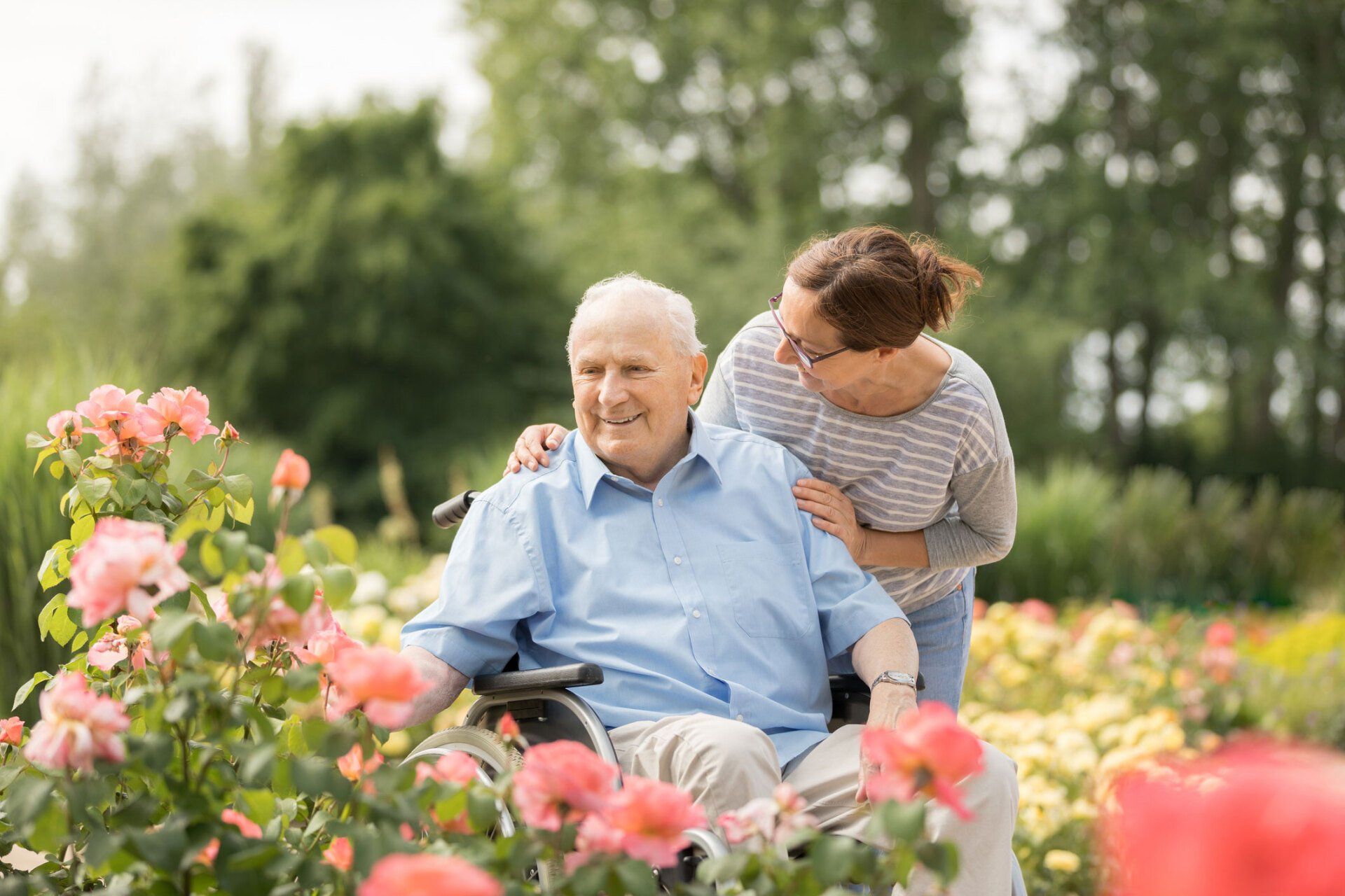 Caregiver And Man On A Wheelchair | Oak Lawn, IL | HIBERNIAN HOME CARE