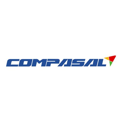 Blue COMPASAL text with a red, yellow, and green triangle.