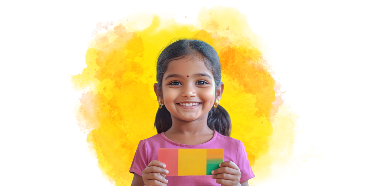 A little girl is holding a large red heart in her hands.