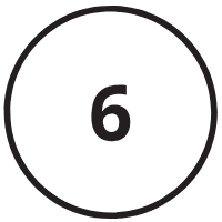 The number six is in a circle on a white background.