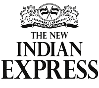 A black and white logo for the new indian express