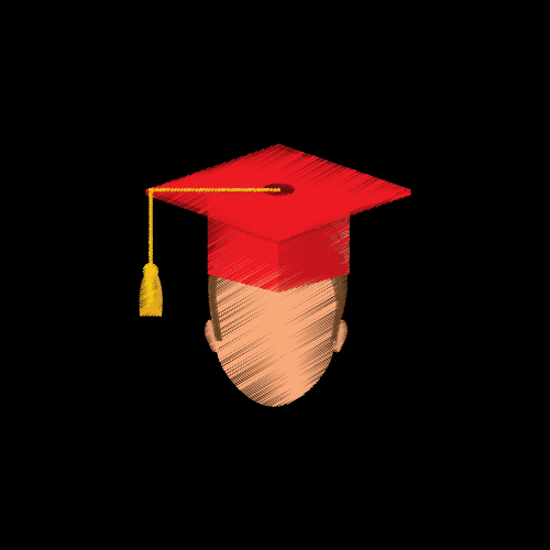 A man wearing a red graduation cap with a yellow tassel.