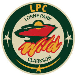 LPC Lorne Park Clarkson Wildcats logo in green, cream, red, and gold with a sunset and star accents