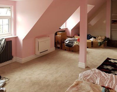 pink room with air conditioning