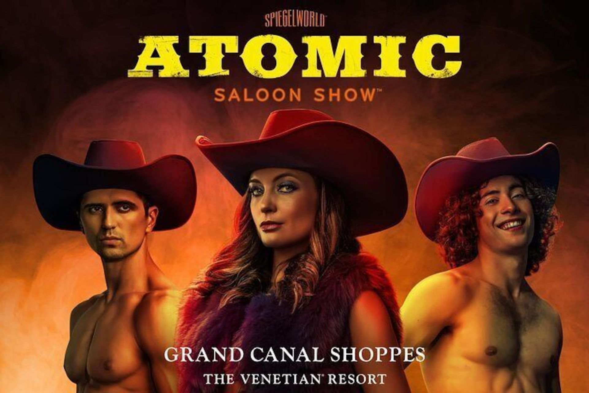 a poster for the atomic saloon show at grand canal shoppes