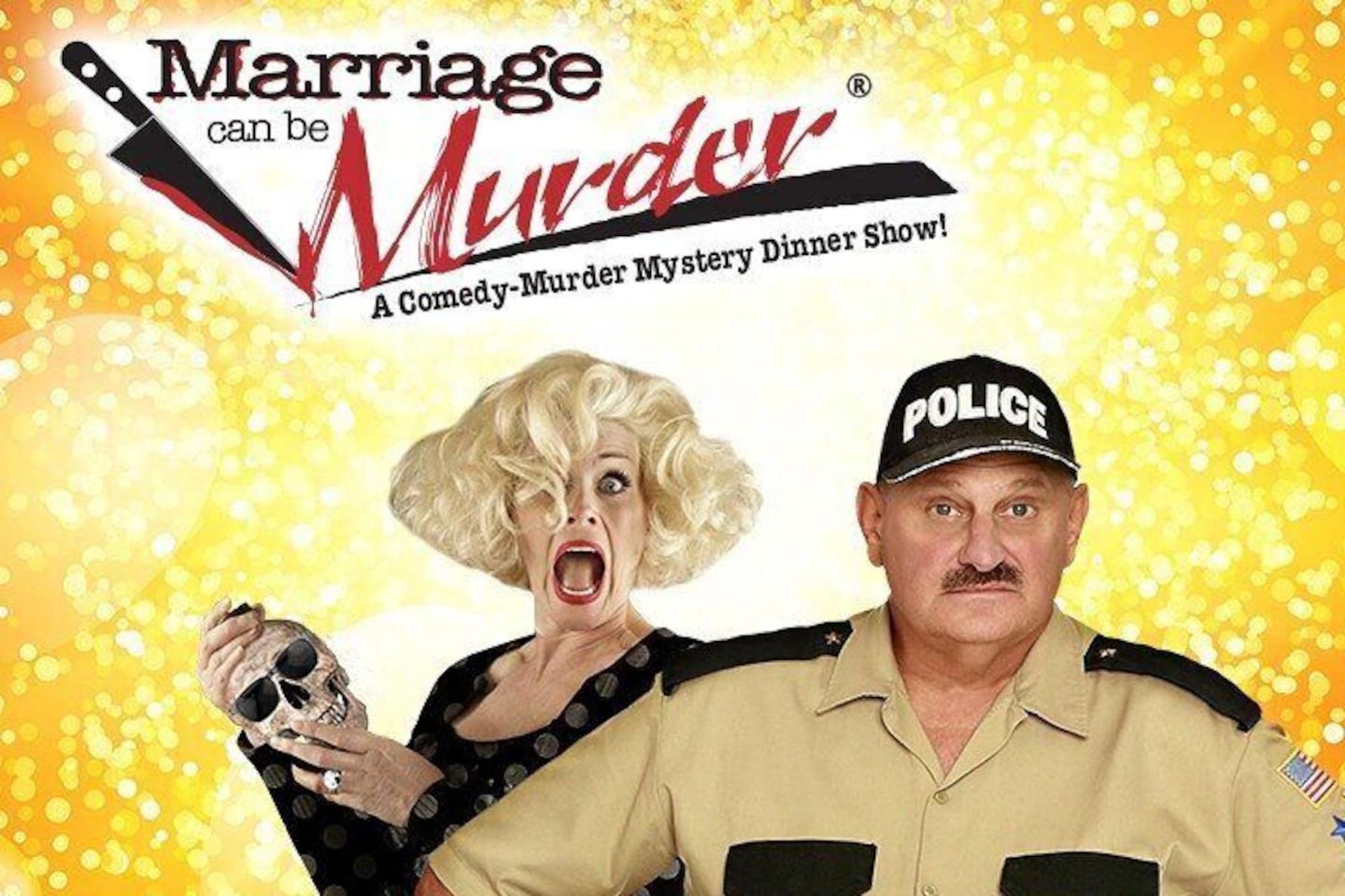 a man in a police hat is standing next to a woman in a costume .