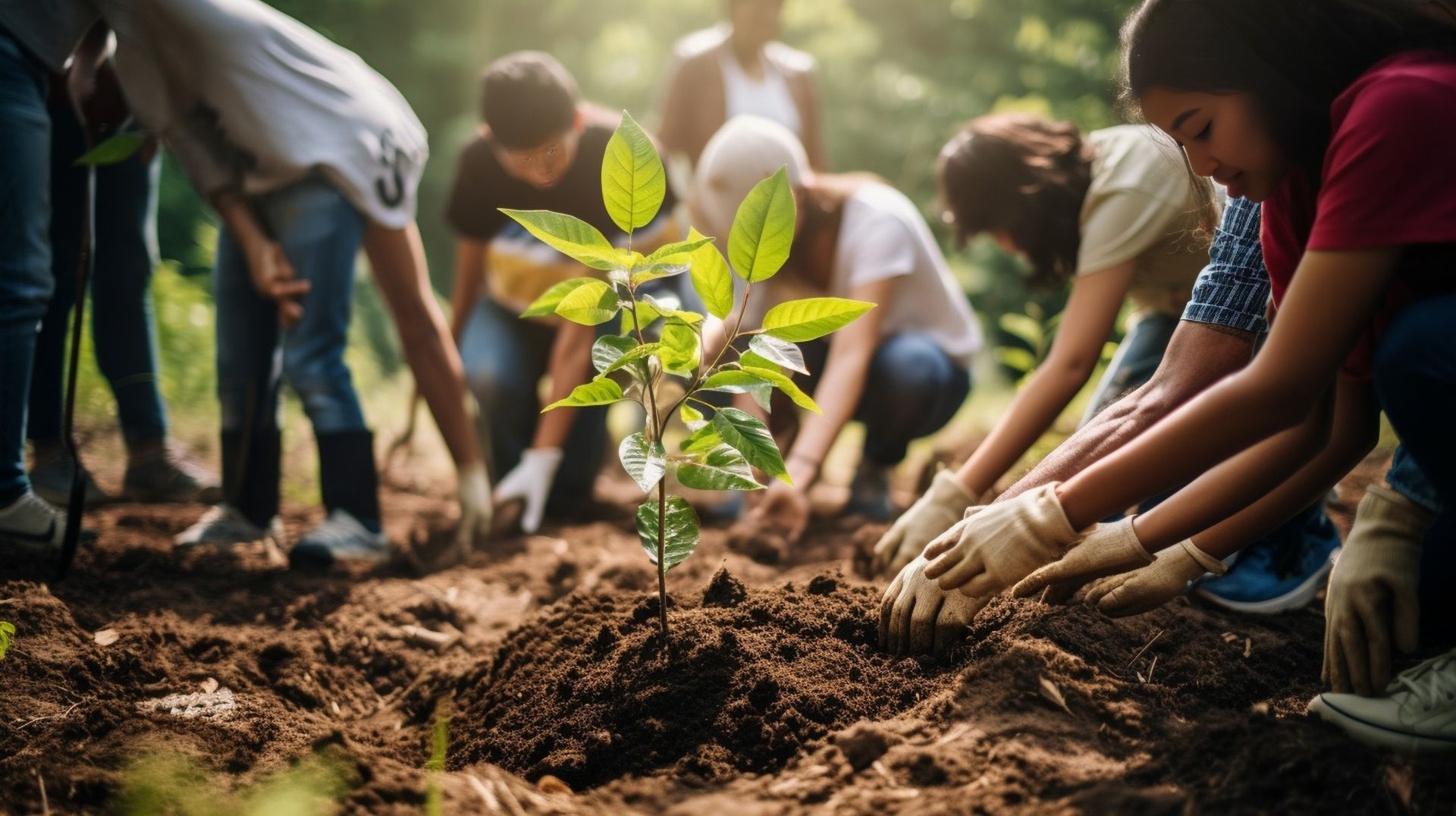 Community tree planting by Gills Tree Service, promoting growth and environmental care.