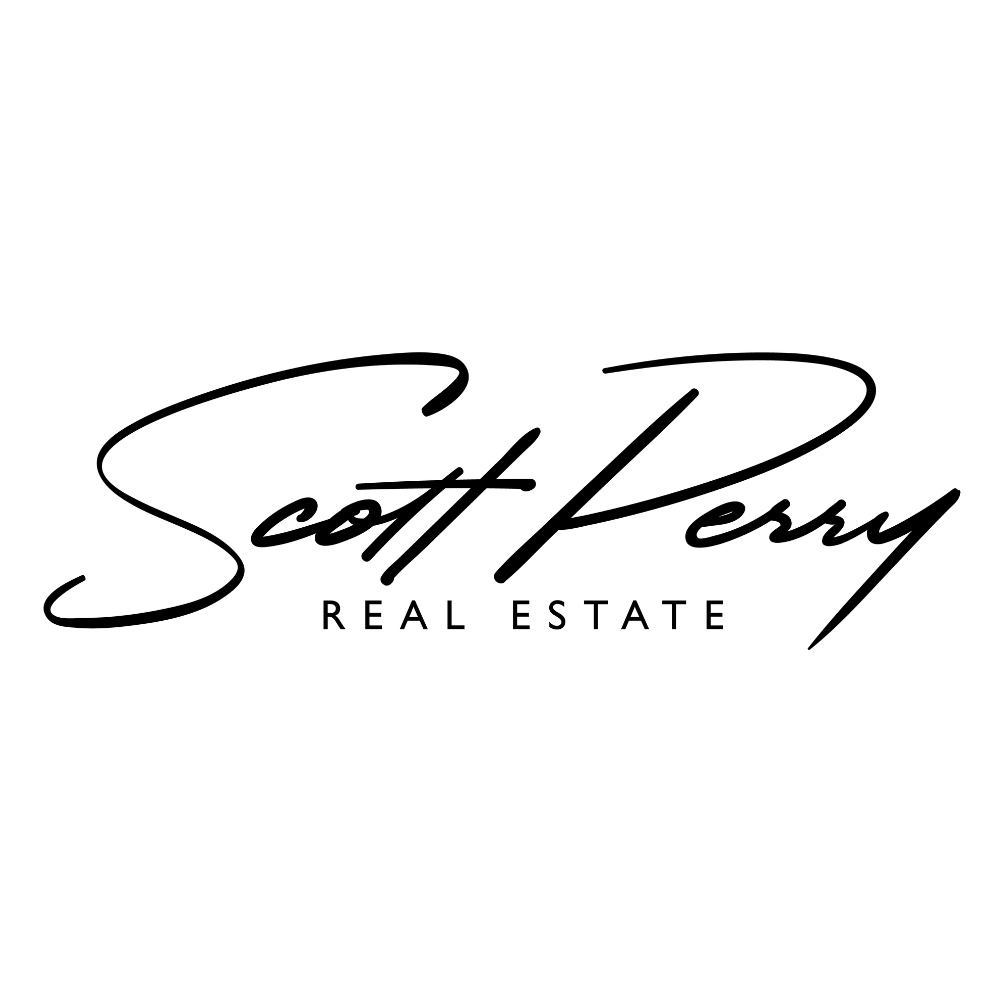Scott Perry Real Estate logo in black script on a white background