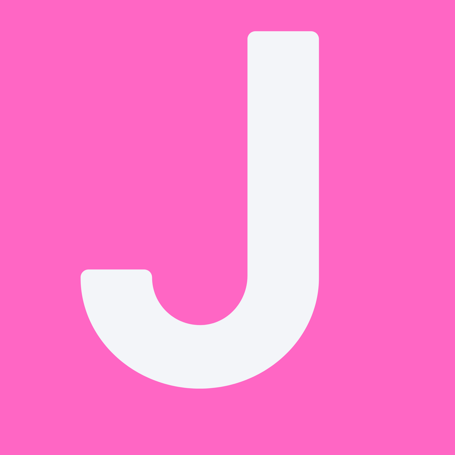 White letter J on a pink background showing the 1st letter of the name of the person who whrote the testimonial