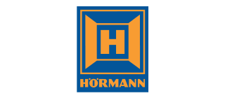 Hörmann logo with blue and orange square emblem and the word “HORMANN” below