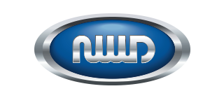 Blue oval NWD logo with silver border and stylized white lettering