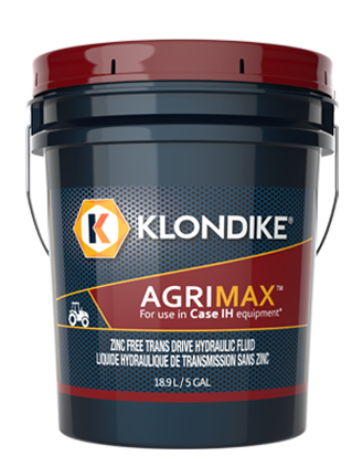 Klondike Agrimax bucket with red lid and dark blue body, for use in case IH equipment