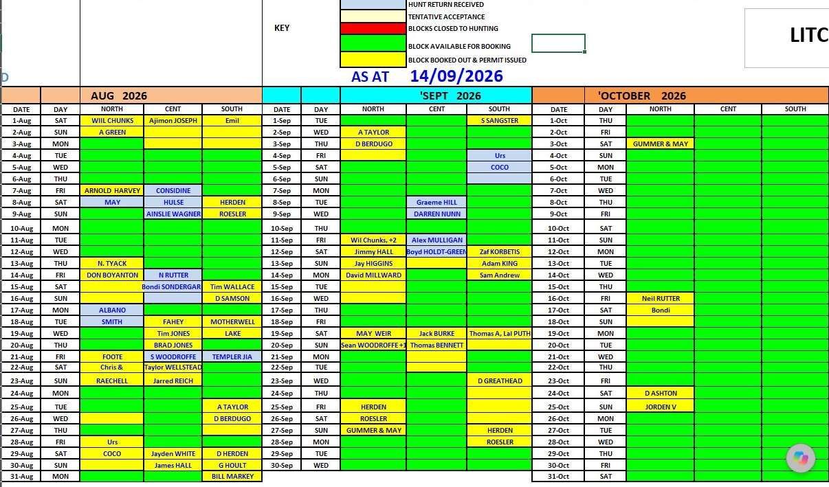 Hunt Schedule