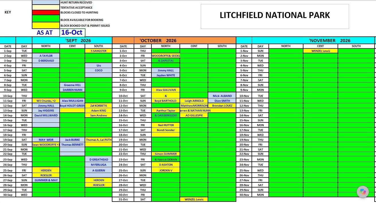 Hunt Schedule