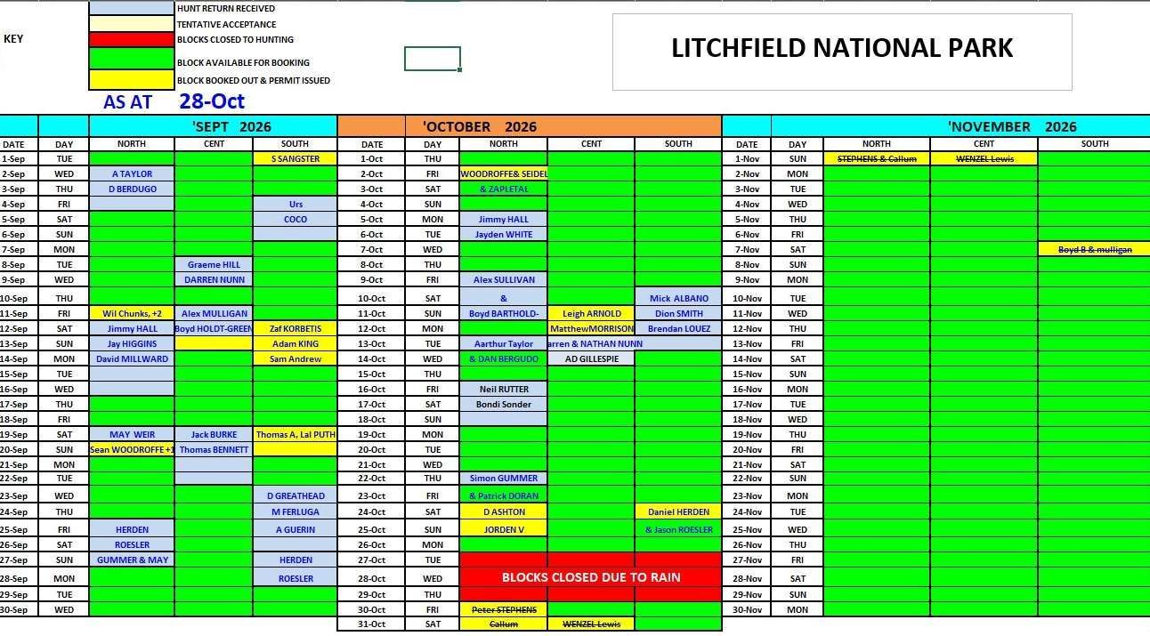 Hunt Schedule