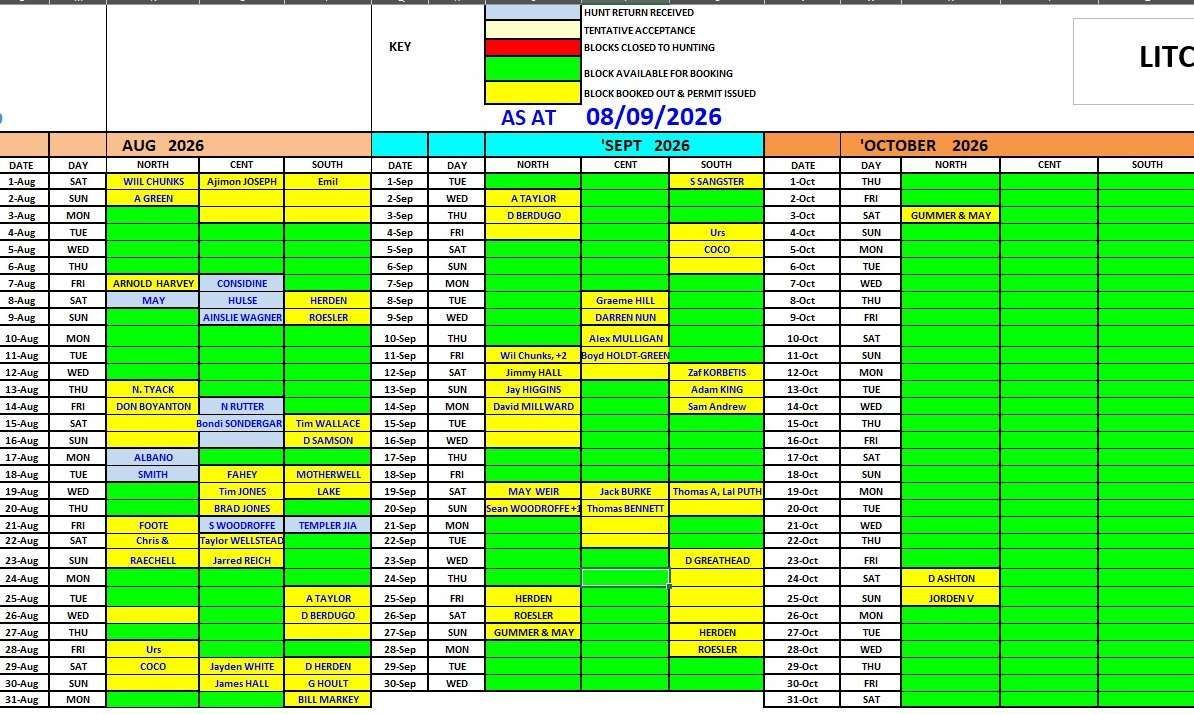 Hunt Schedule