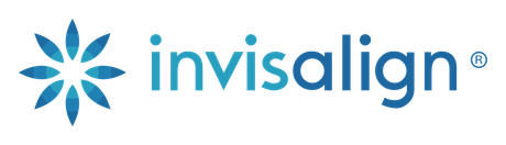 The invisalign logo has a blue flower on it.