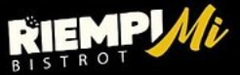 Logo Riempi Mi Bistro in bianco e giallo su sfondo nero.