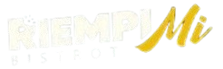 Logo “MIEMPI BIS FOTO” bianco e oro su sfondo bianco.