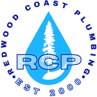 Redwood Coast Plumbing Logo for Redwood Coast Plumbing: Blue water drop with a pine tree and
