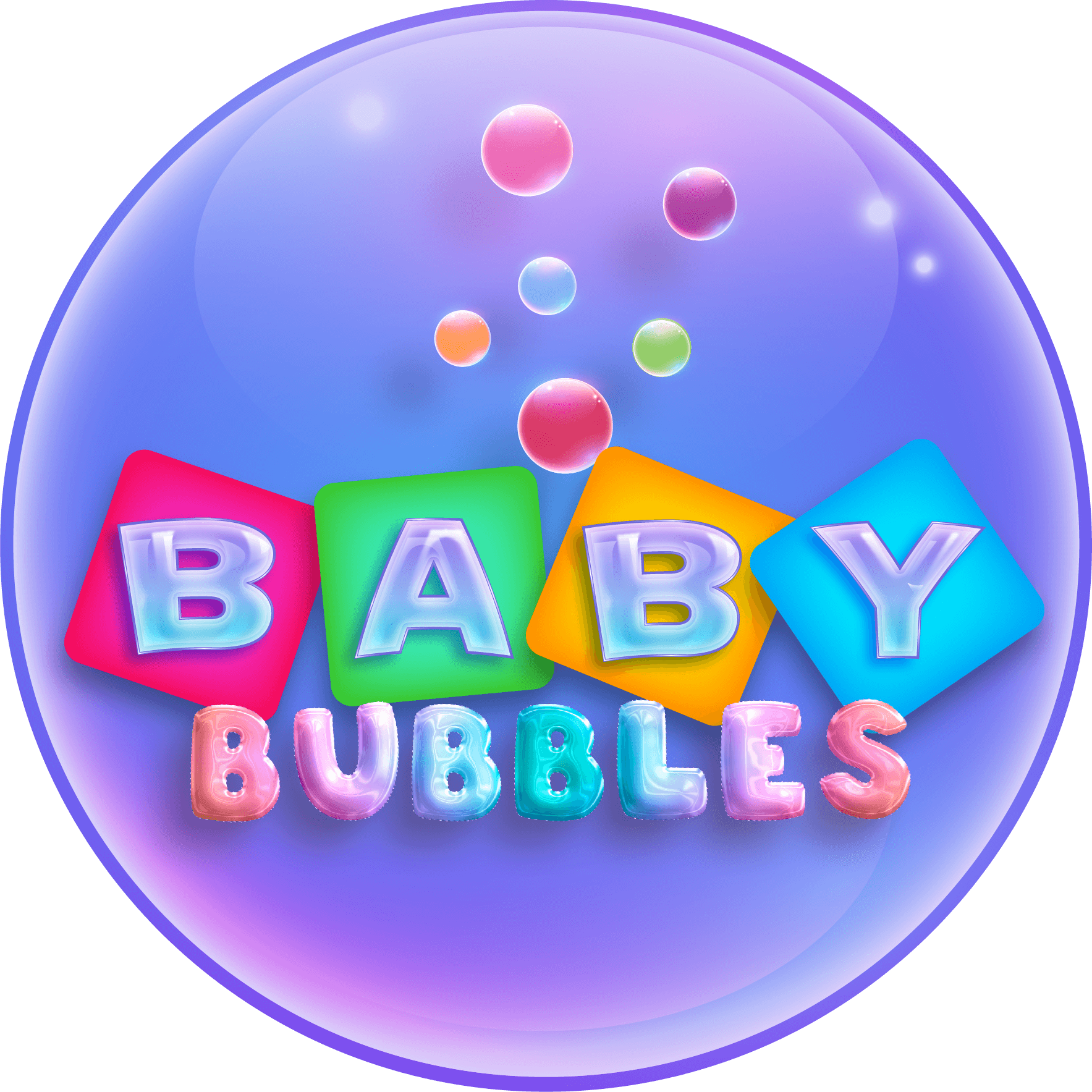 Un logotipo para burbujas de bebé con burbujas saliendo de él.