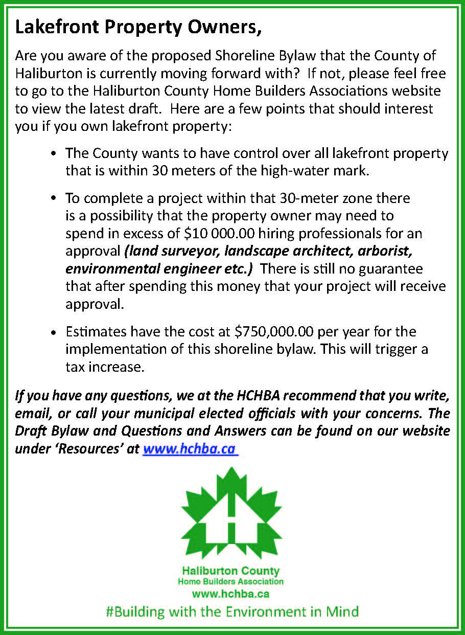 A poster for lakefront property owners with a maple leaf on it.