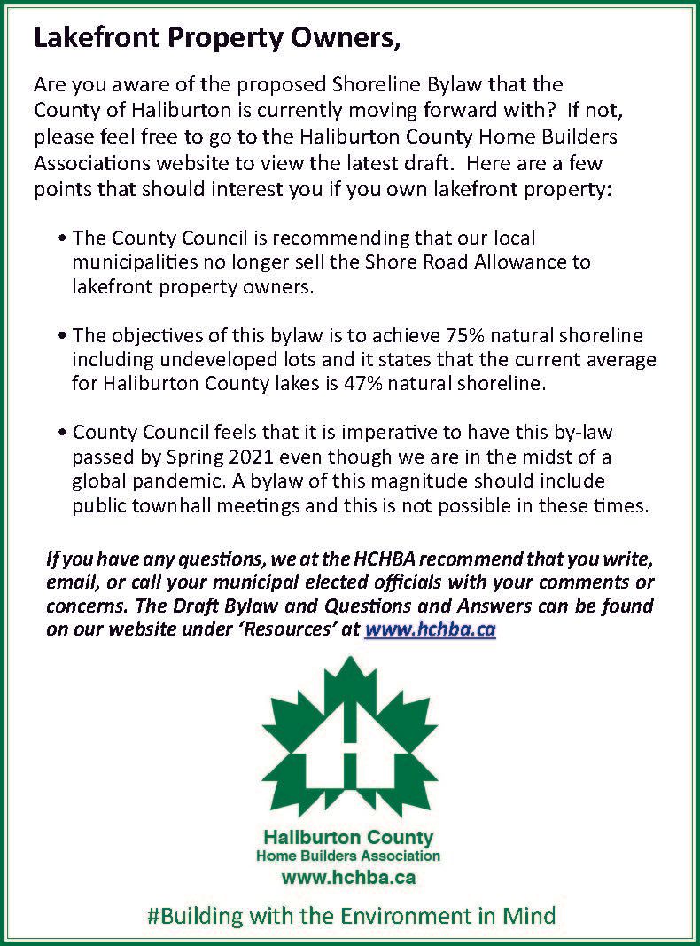 A flyer for lakefront property owners with a maple leaf on it.