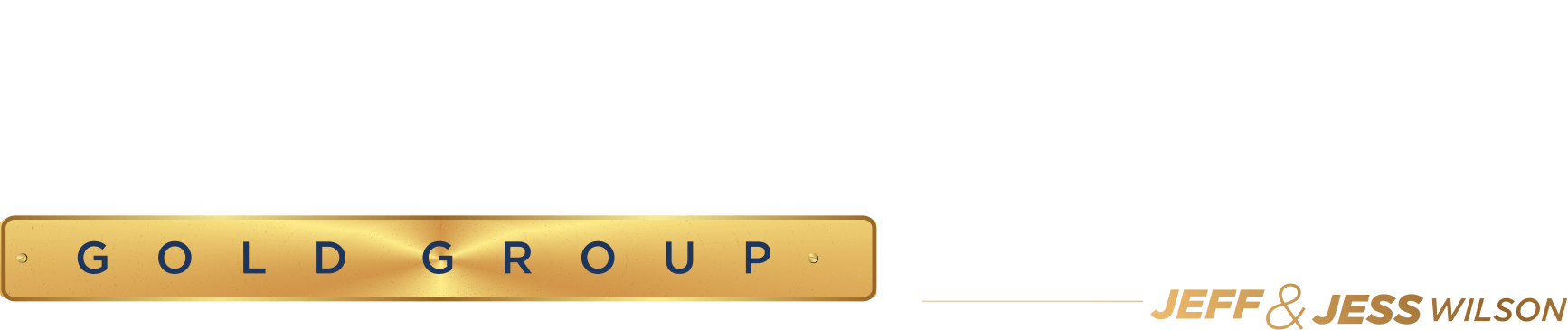 A gold sign that says gold group on it