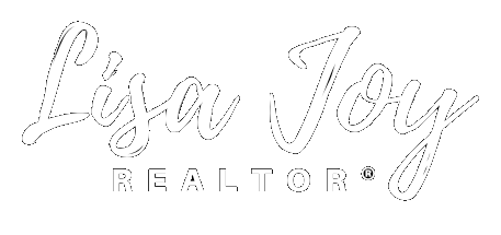 Stylized white logo reading &ldquo;Lisa Joy REALTOR&rdquo; on a light background