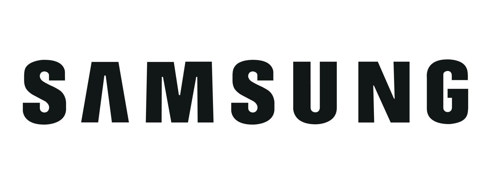 Black Samsung wordmark on a white background