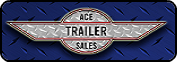 the logo for ace trailer sales is on a blue diamond plate .