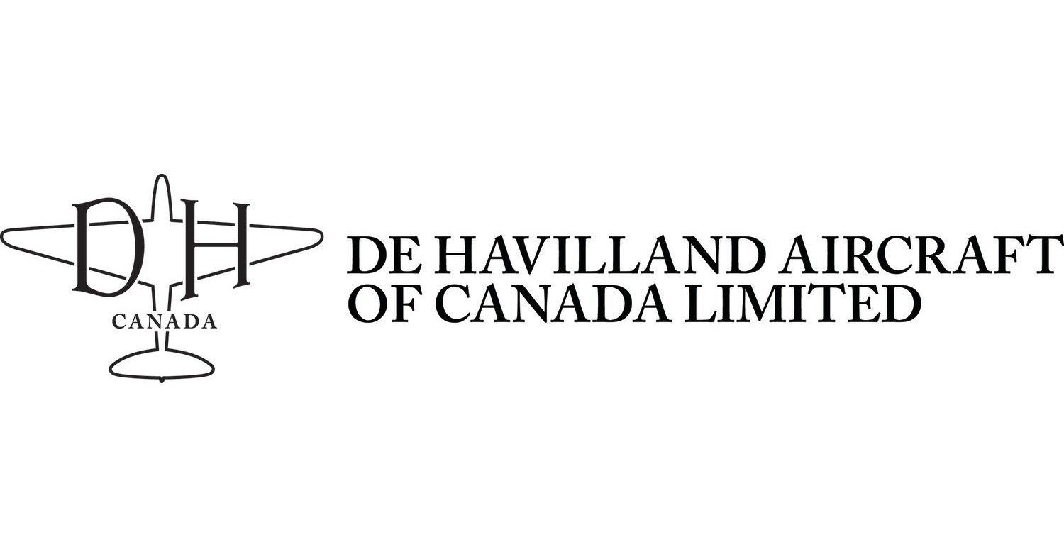 The logo for de havilland aircraft of canada limited is black and white.