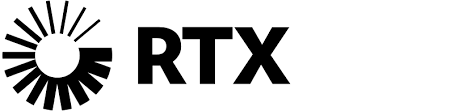 A black and white logo for rtx with a sun in the middle.