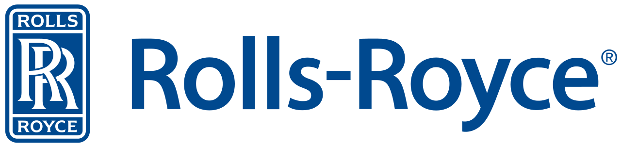 The logo for rolls royce is blue and white