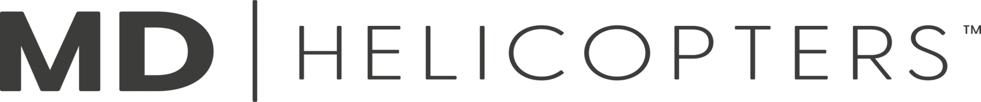A black and white logo for md helicopters