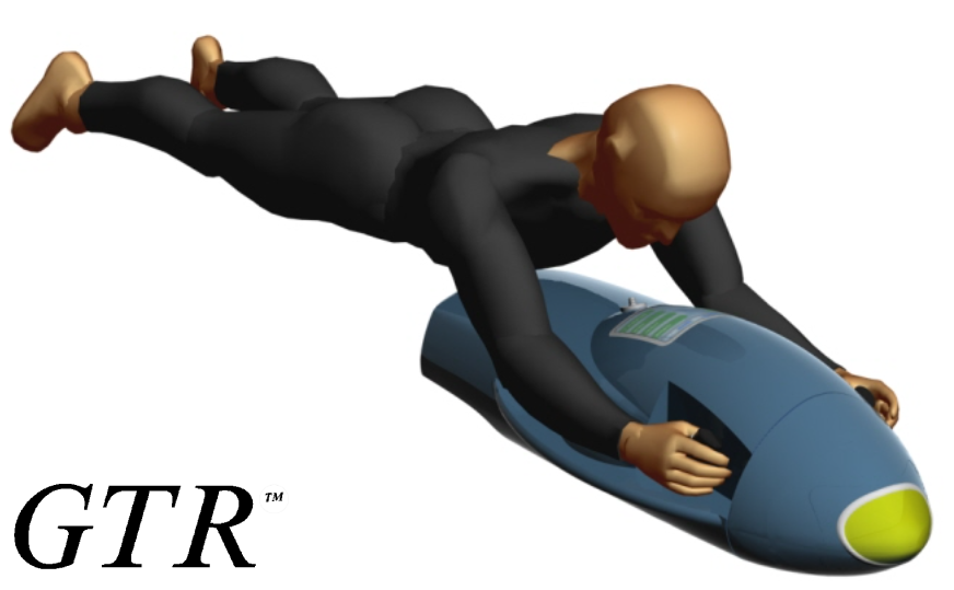 A gtr logo with a man on a surfboard