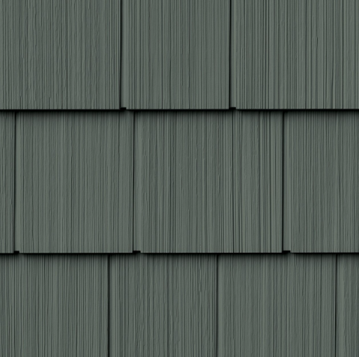 Portsmouth Cedar Shake Straight Edge 7-inch vinyl siding in Spruce green, available in St. Charles County.
