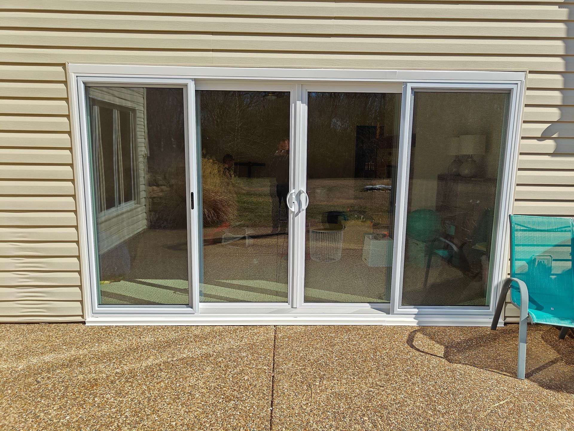 Brand new custom-sized 12-foot double sliding patio doors.