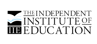 The logo for the independent institute of education is black and white.