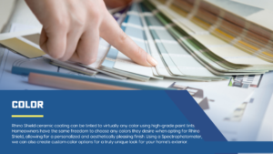 Hand pointing at overlapping color swatches and fabric samples on a blue design background