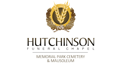 Hutchinson Funeral Chapel logo with gold emblem and Memorial Park Cemetery & Mausoleum text