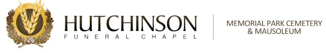 Hutchinson Funeral Chapel logo with gold emblem and “Memorial Park Cemetery & Mausoleum” text