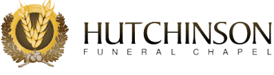 Hutchinson Funeral Chapel logo with gold laurel wreath and black text on a white background