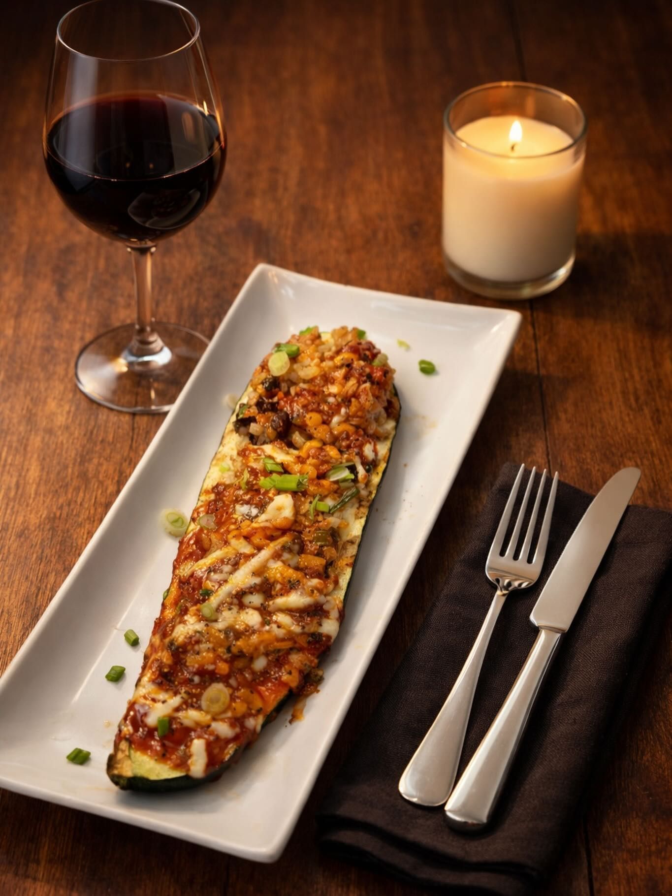 Inside a dimly lit cafe: people working and chatting at tables under hanging woven lamps.