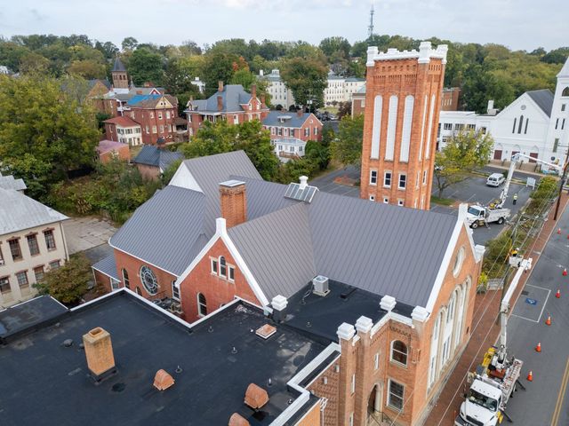 New metal roof on a historic church in downtown Staunton, VA