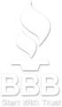 White BBB logo with torch and “Start With Trust” slogan