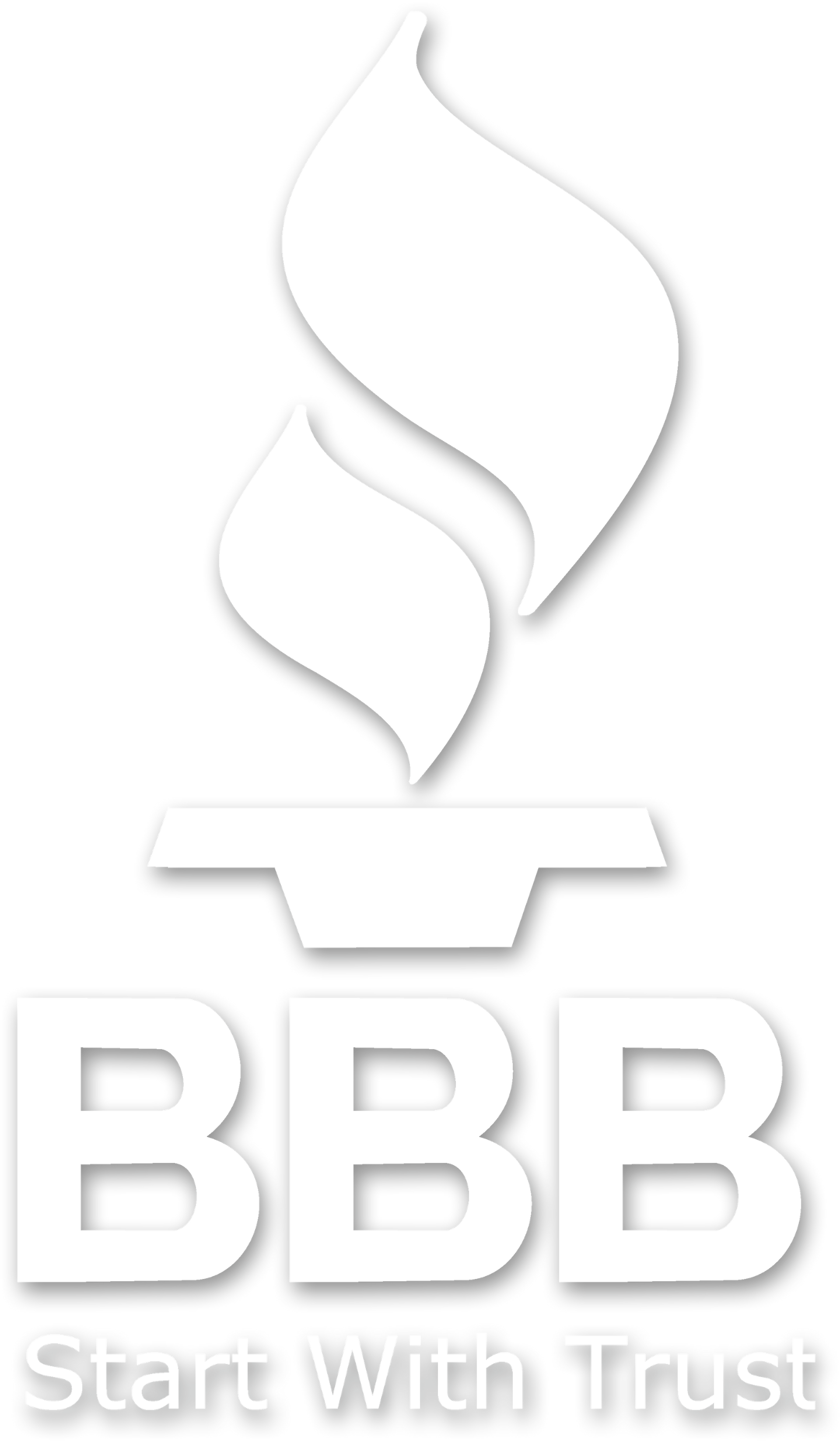 White BBB logo with torch and “Start With Trust” slogan