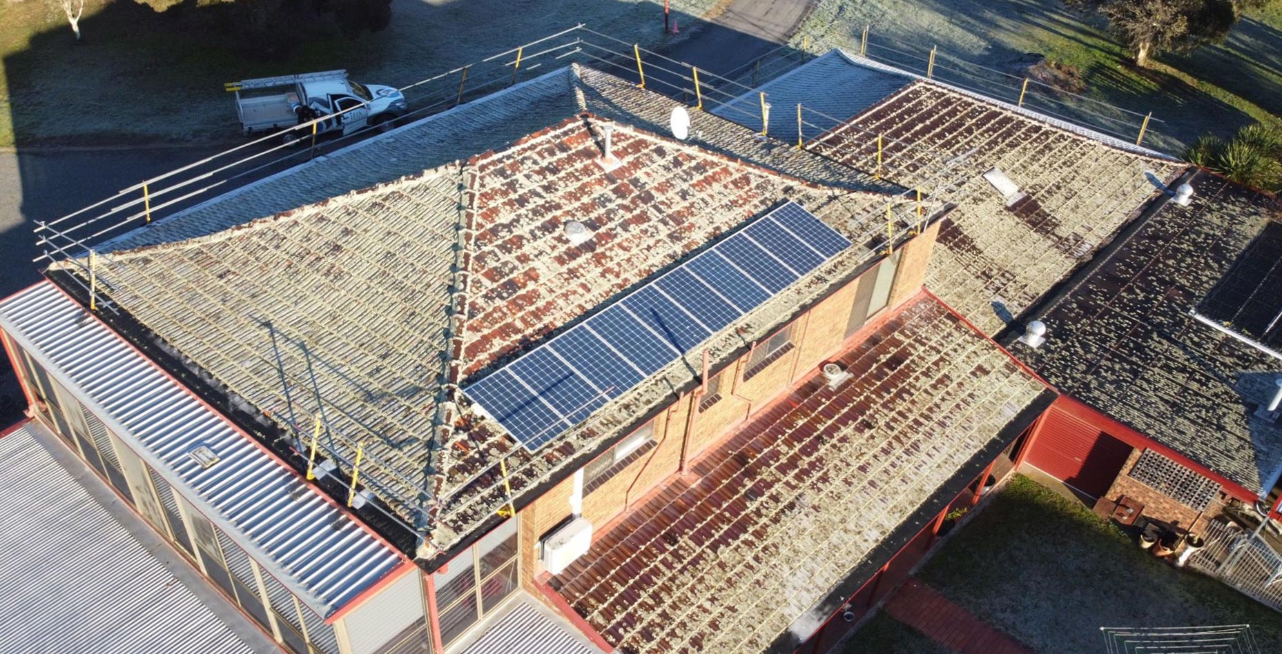 Moss-infested roof