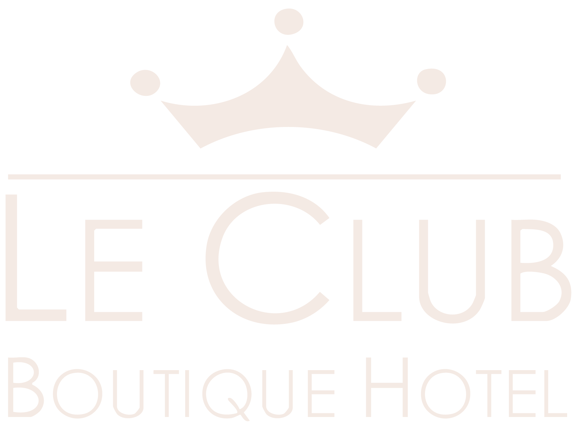 Logo del Le Club Boutique Hotel con una corona sopra le parole.